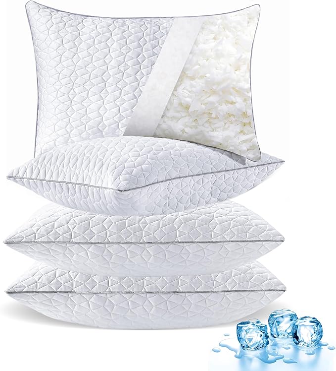 Cooling Pillows King Size Set of 4, Shredded Memory Foam Pillows, Adjustable by Seyfote