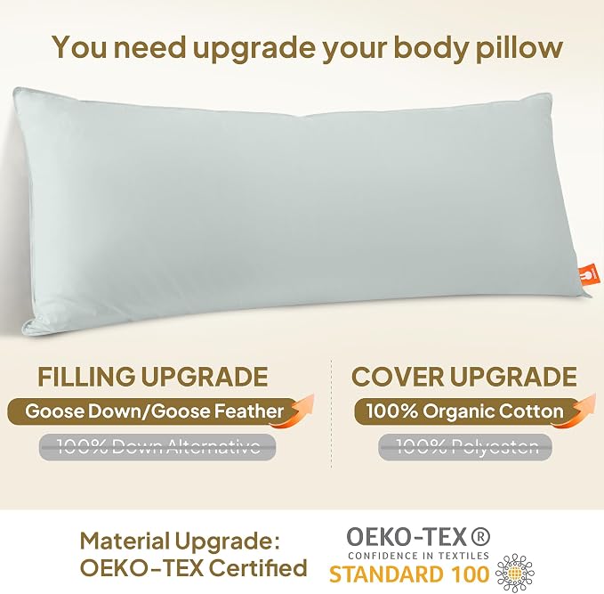 Goose Down Body Pillows for Adults, Large Body Pillow for Side Sleeper - Image 3