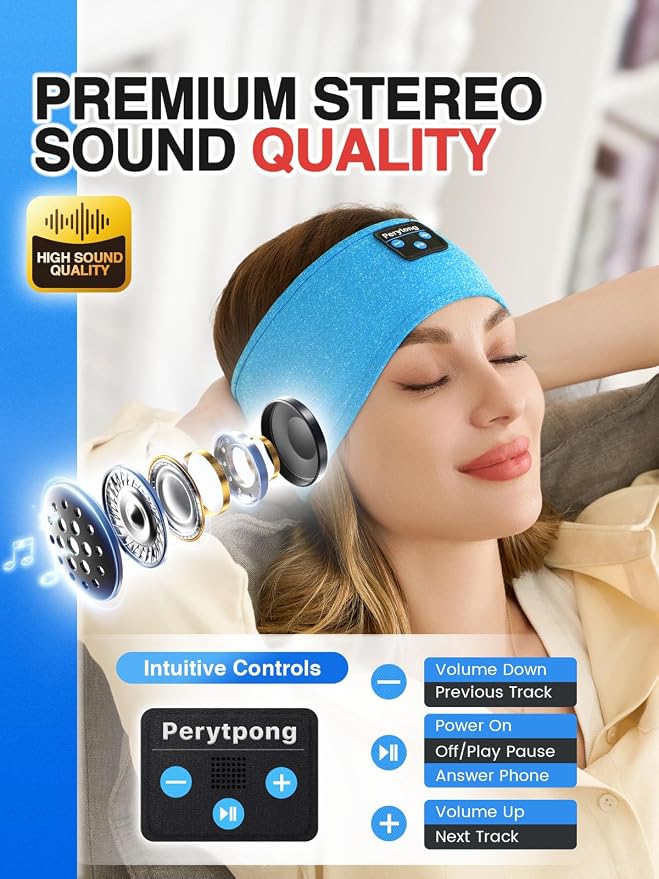 Perytong Sleep Headphones Wireless, Air Travel, Meditation - Image 4