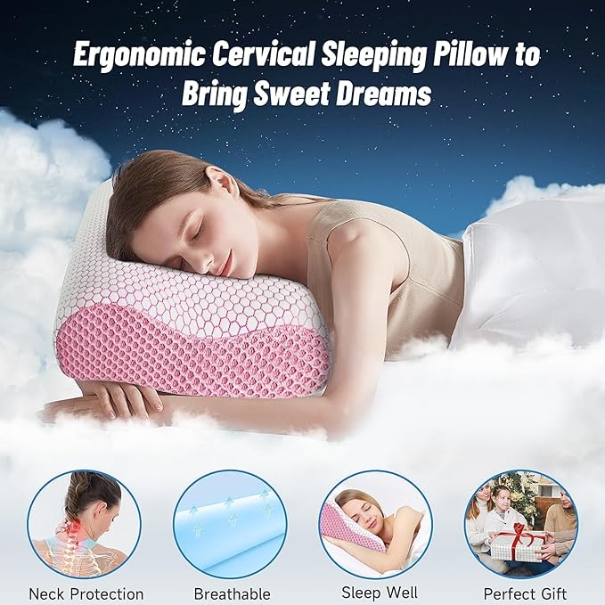 CloudBliss Memory Foam Pillow, Ergonomic Neck Contour Cervical Pillow - Image 2