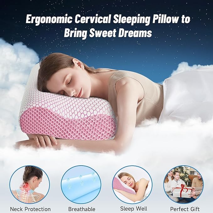 CloudBliss Memory Foam Pillow, Ergonomic Neck Contour Cervical Pillow - Image 4
