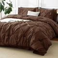 CozyLux Queen Comforter Set Brown, 7 Pieces Pintuck Bed in A Bag, Premium Brown by CozyLux