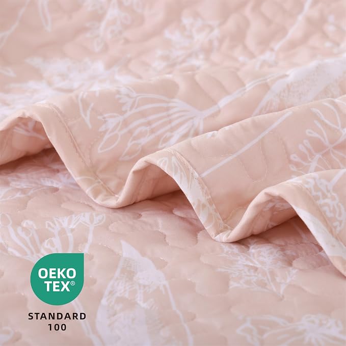 JANZAA Quilt King Size Blush Quilt Botanical - Image 2