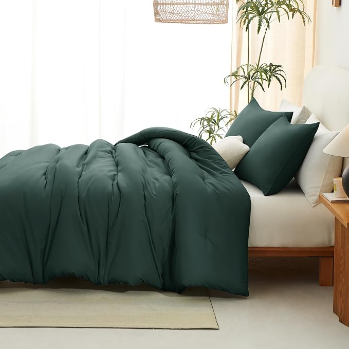 CozyLux Twin Comforter Set Forest Green, 2 Pieces Twin Extra Long Solid - Image 7
