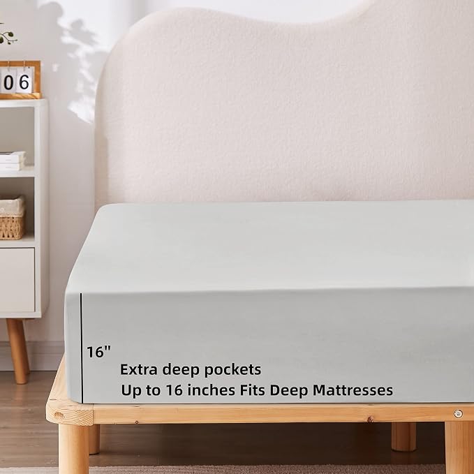 HBHLFZ Twin Fitted Sheet Only 2 Pack, Soft Breathable Bottom Sheet - Image 3
