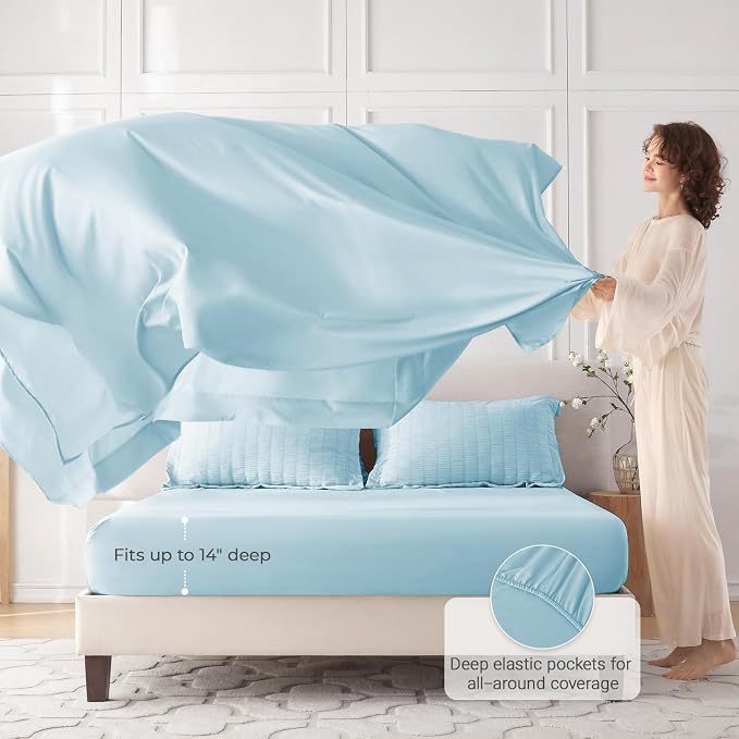 MUXHOMO 7 Pieces Full Comforter Set, Seersucker Bed in a Bag Full Size - Image 3