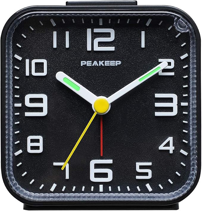 Peakeep 3D Numbers No Tick-Tock Analog Alarm Clock by PEAKEEP