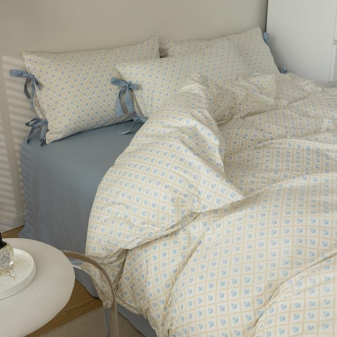 mixinni Blue Floral Duvet Cover Set King by mixinni