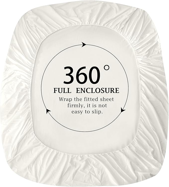 FreshCulture Pure Cotton Fitted Sheets Twin XL Size, 300 Thread Count Percale - Image 5