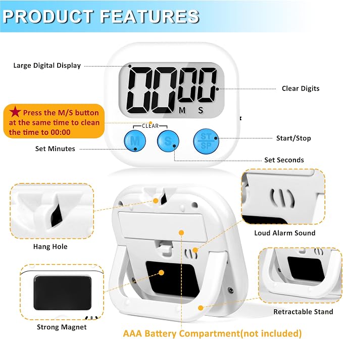 ZILLEEN Classroom Timer for Kids Teachers 4 Pack Digital Timers - Image 7