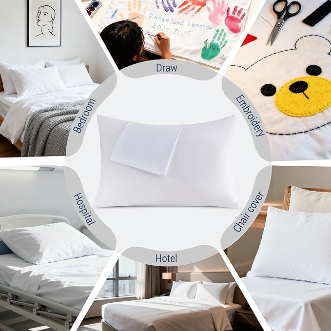 White Pillowcases King 12 Pack, 20x36 Pillow Cases - Image 2