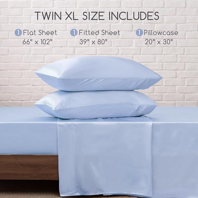 MR&HM Satin Bed Sheets, Twin XL Size Sheets Set - Image 7