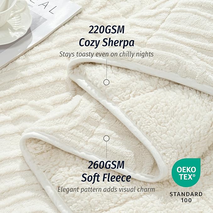Wemore Jacquard Fleece Weighted Blanket King Size 80" x 87" 15lbs, Ultra Soft - Image 3