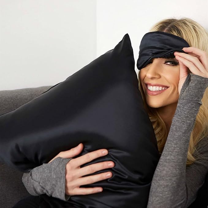 Black Silk Pillowcase with Natural Dye Made in USA, Oeko-TEX Certified Real 22 - Image 2