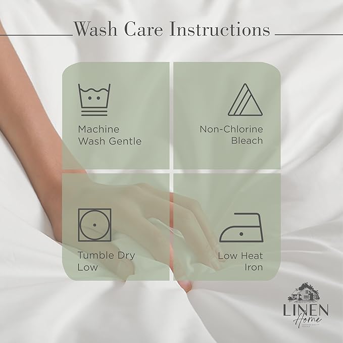 Linen Home 100% Cotton Percale Sheets King Size, 4-Piece Set - Image 5
