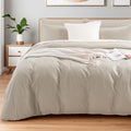 NEXHOME PRO 100% Washed Cotton Duvet Cover Queen Size, Ogranic Natural Linen by NEXHOMEPRO