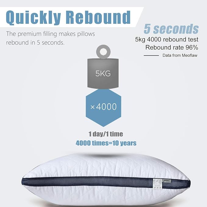 Meoflaw Pillows for Sleeping, Luxury Hotel Pillows Standard Size Set of 4 - Image 4