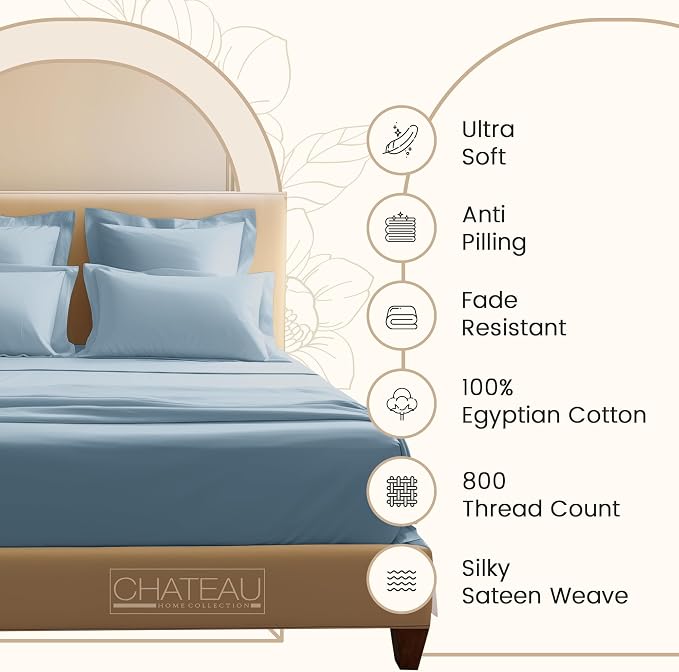 100% Egyptian Cotton Sheets For King Size Bed, 800 Thread Count Sateen Weave - Image 7