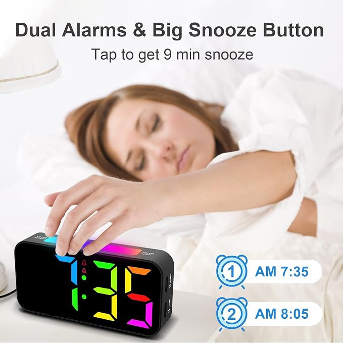 Topski Loud Alarm Clocks for Bedrooms Heavy Sleepers, Plug-in Digital Bedside - Image 6