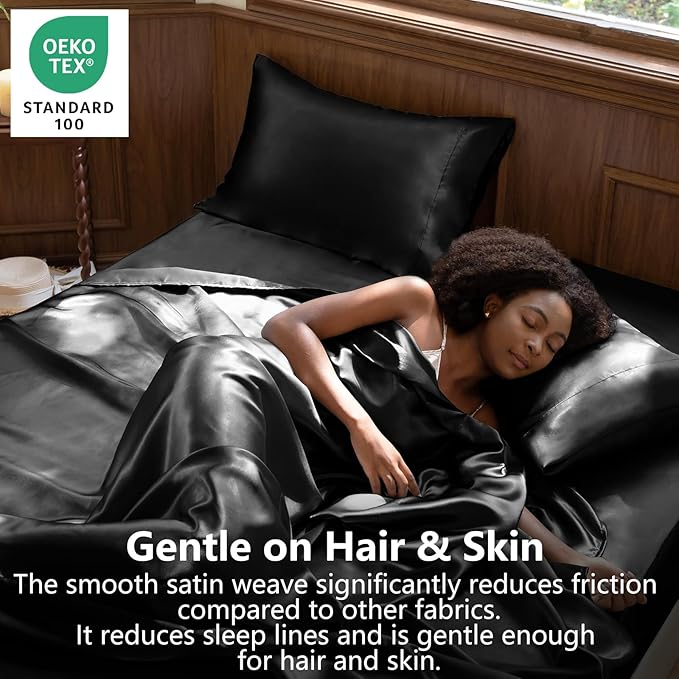 CozyLux Satin Sheets Queen Size Bed Set - Image 2