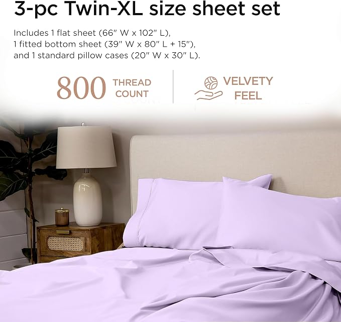 Threadmill Sheets for Twin XL Mattress | 800 Thread Count Twin XL Bed Sheets Set - Image 2