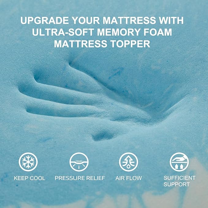 SINWEEK 3 Inch Mattress Topper 5-Zone Memory Foam Mattress Topper Pressure - Image 3