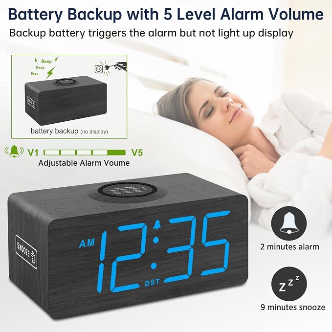 DreamSky Wooden Digital Alarm Clock - Image 6