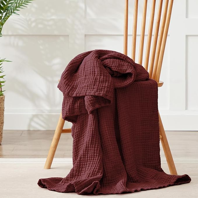 100% Cotton Muslin Blanket Large 50"x 70", 6 Layers Breathable and Lightweight - Image 3