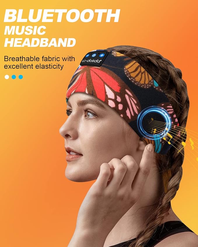 LC-dolida Sleep Headphones Headband Bluetooth 5.4, Sports Headband Earphones - Image 3