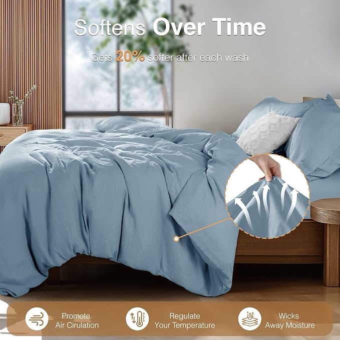 SONORO KATE 100% French Linen Duvet Cover King Size, Soft Breathable - Image 5