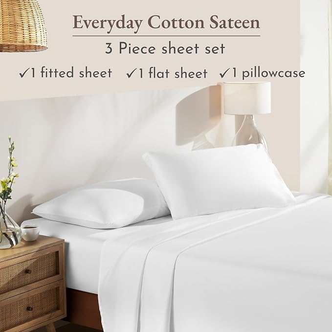 California Design Den Natural 100% Cotton Sheets Twin XL Size Set - Image 4