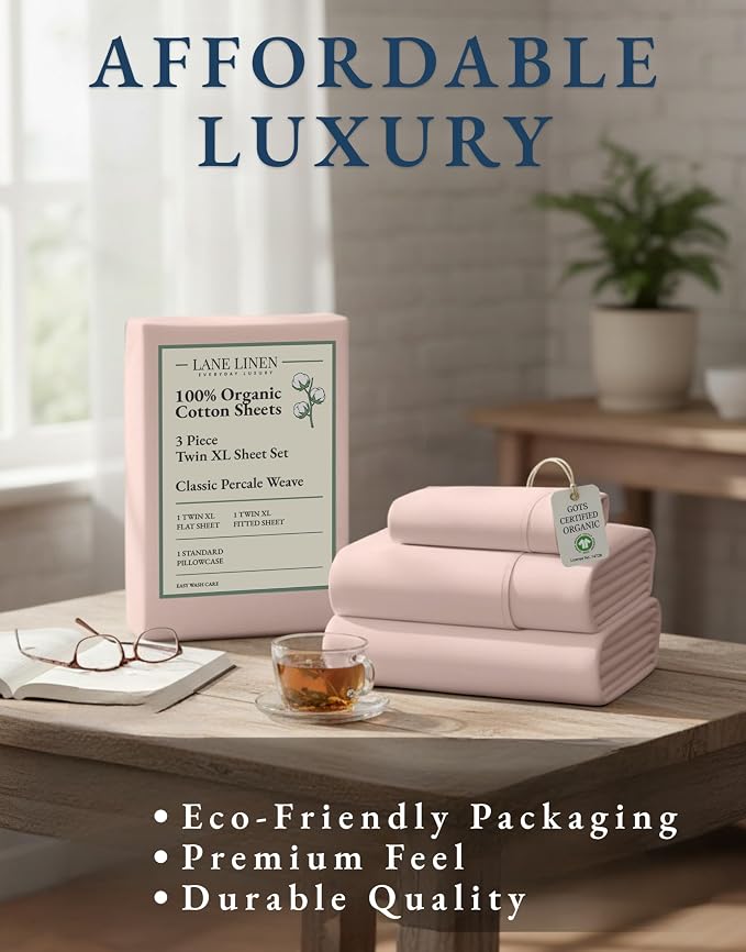 LANE LINEN 100% Organic Cotton Twin XL Bed Sheets Set, Machine Wash Fully - Image 8