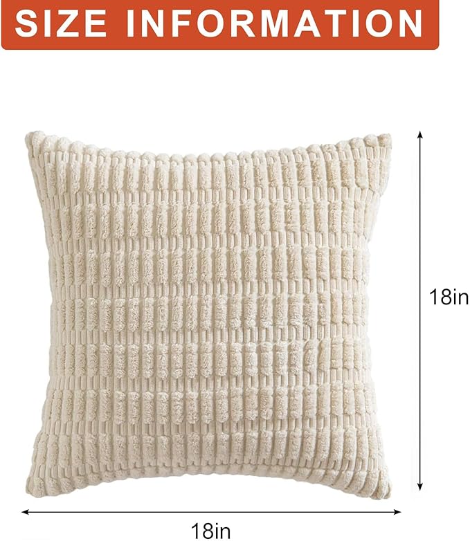 Aegero Pack of 2 Corduroy Decorative Throw Pillow Covers 18x18 Inch Soft - Image 7