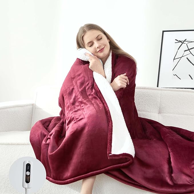 SNUGSUN Electric Heated Blanket Twin Size, Soft and Cozy Thickened Flannel and by SnugSun