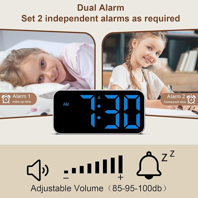 Topski Loud Alarm Clocks for Bedrooms Heavy Sleepers, Digital Clock - Image 5