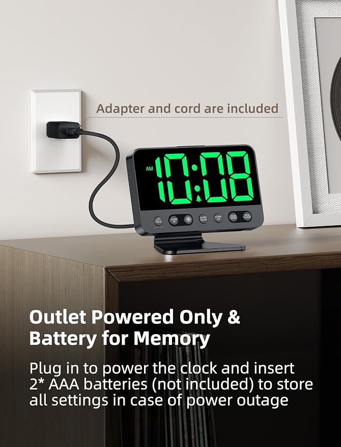 Odokee Digital Alarm Clocks for Bedrooms: Large Bold Number 5 Brightness Dimmer - Image 6