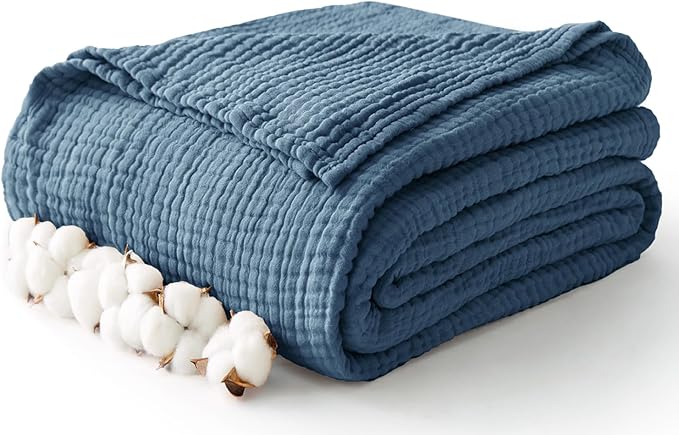 100% Cotton Muslin Blanket Twin XL 66" x 90", 6 Layers Breathable and - Image 2