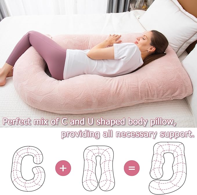 MOON PINE Pregnancy Pillow, U Shaped Full Body Pillow - Image 3