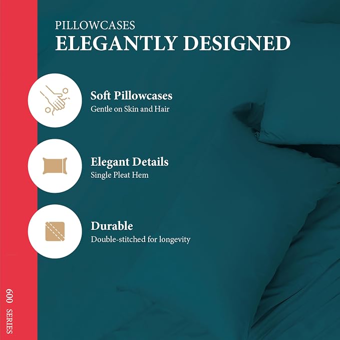 100% Egyptian Cotton Queen/Standard Pillow Cases Set of 2 - Image 4