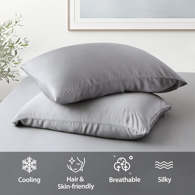 2 Pack Cooling Pillow Cases, Viscose Derived from Bamboo Pillow Protectors - Image 5