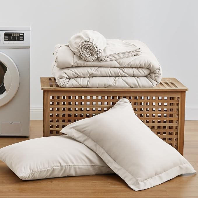 Love's cabin Twin XL Comforter Set Off White, 5 Pieces Twin XL Bed in a Bag - Image 6