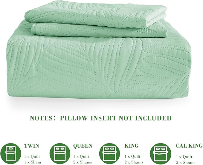 Exclusivo Mezcla California King Quilt Bedding Set, Lightweight Sage Green - Image 6