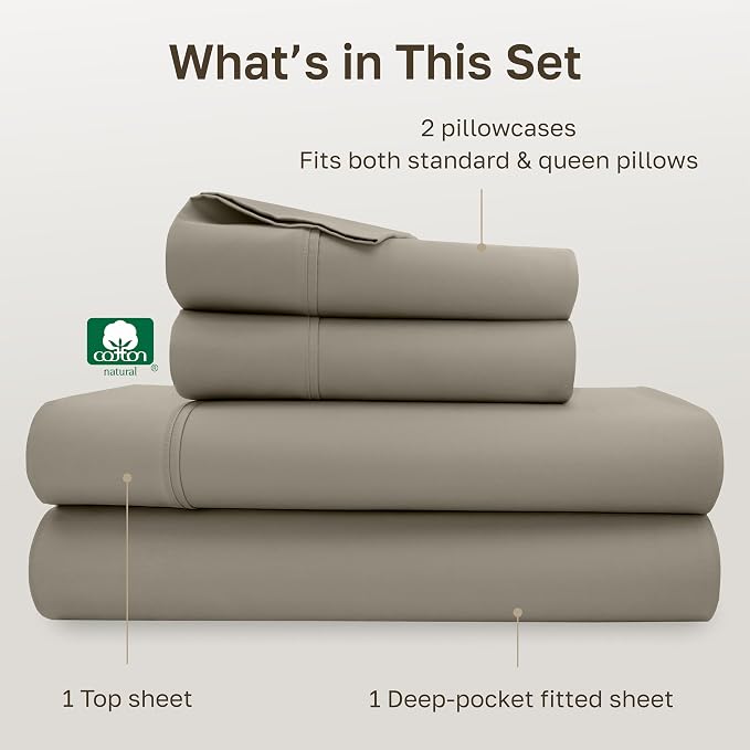 California Design Den Soft 100% Cotton Bed Sheets Queen Size Set, 400 TC Good - Image 4
