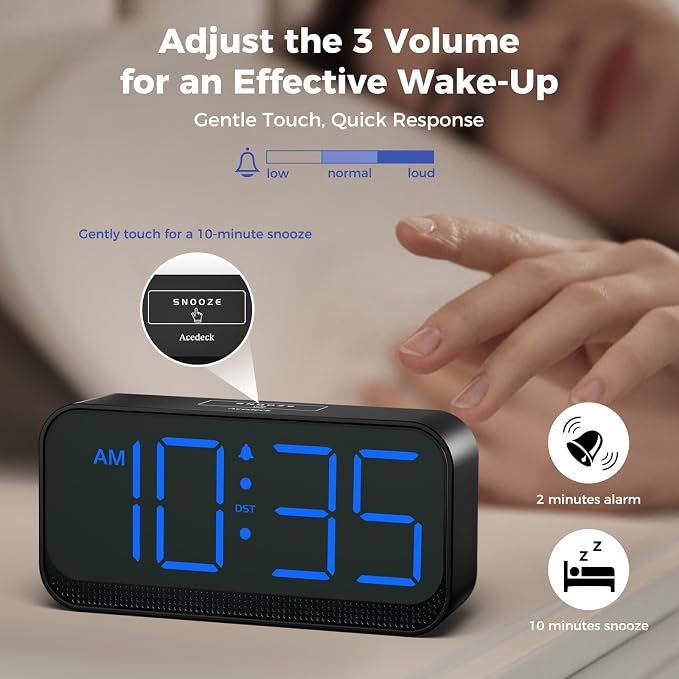 Acedeck Battery Operated Digital Clock: Cordless Small Alarm Clock - Image 6