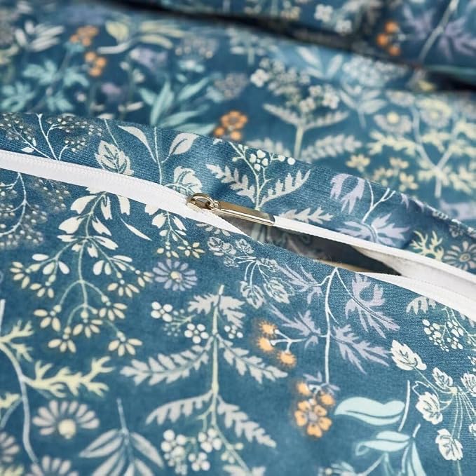 MKXI Blue Duvet Cover Twin Yellow Flower Print Bedding Sets Chic Floral - Image 4