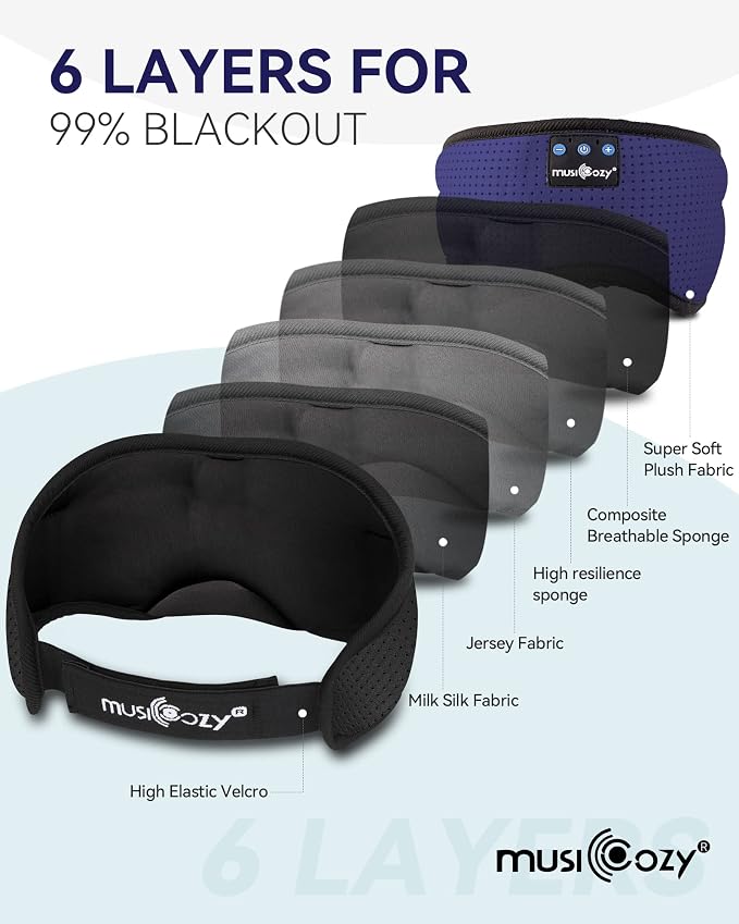 MUSICOZY Sleep Headphones Bluetooth 5.4 Headband Breathable Sleeping Headphones - Image 6