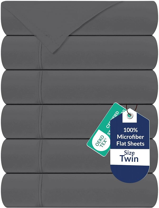 Royale Linens 6 Pack Bulk Flat Sheet Set by ROYALELINENS