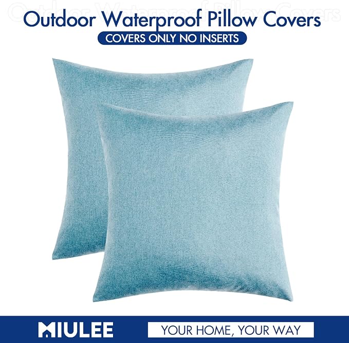 MIULEE Pack of 2 Decorative Outdoor Solid Waterproof Throw Pillow Covers Faux - Image 6
