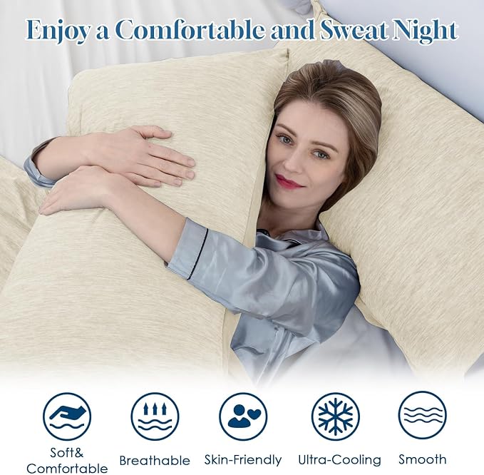 CHOSHOME Cooling Pillow Cases Zipper Pillow Covers Q-Max > 0.45 Zippered - Image 4
