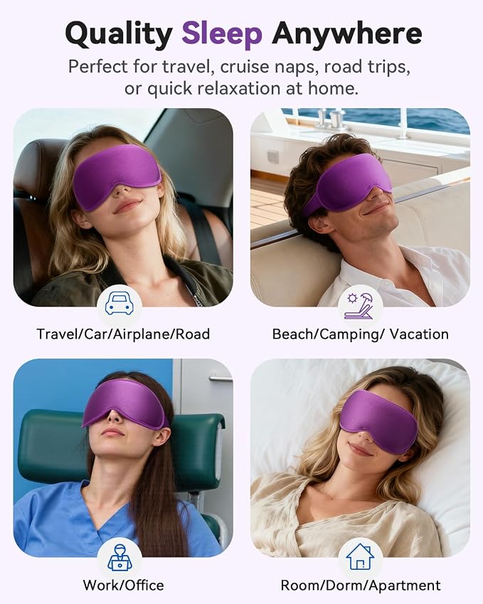 Weighted Blackout Sleep Mask for Women, 3D Contoured Zero Eye Pressure - Image 8